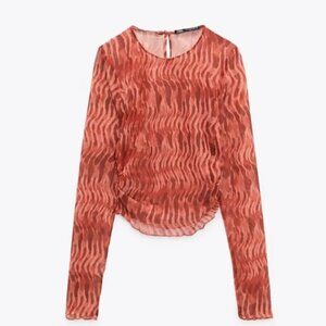 Zara Printed Tulle Top